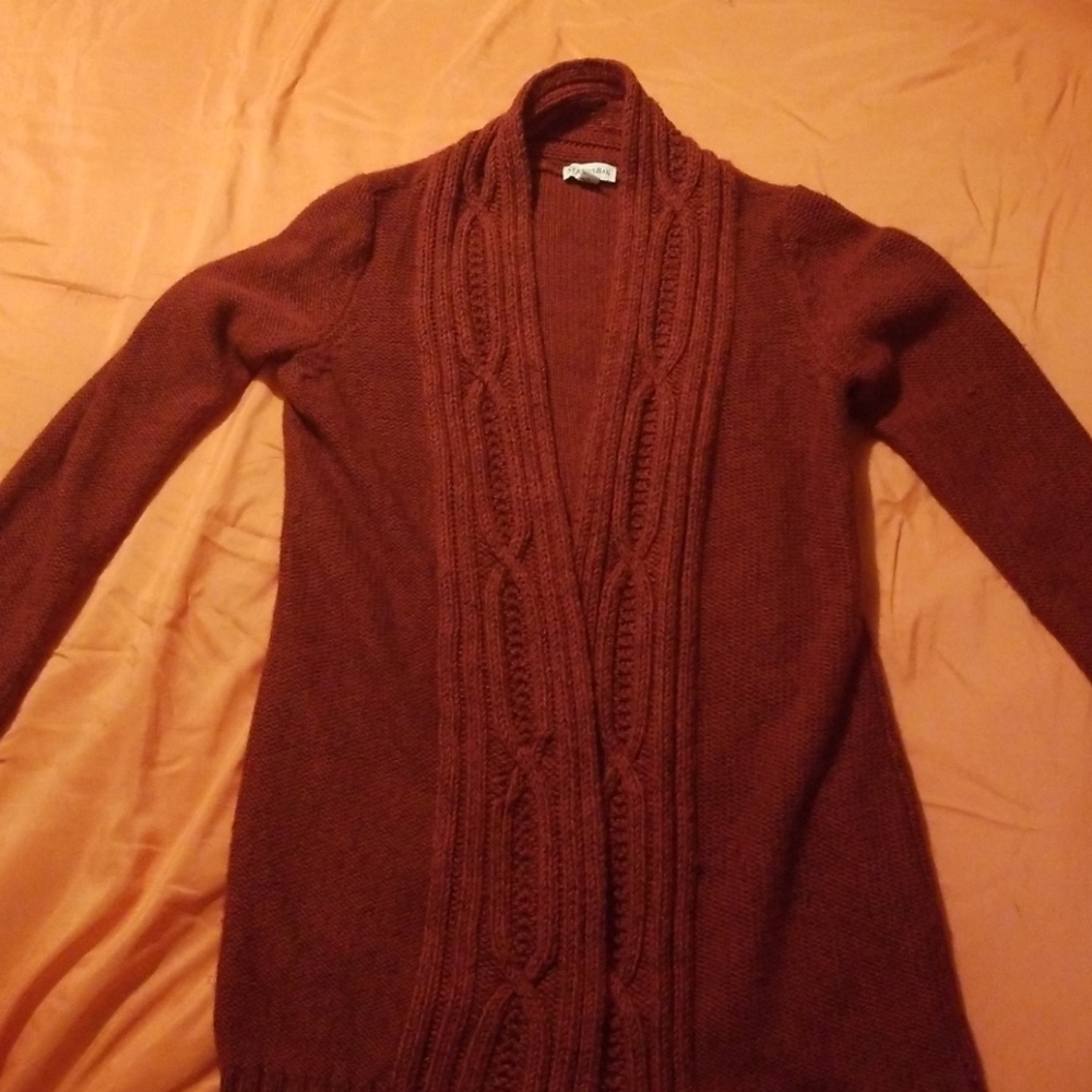 Long open-front sweater